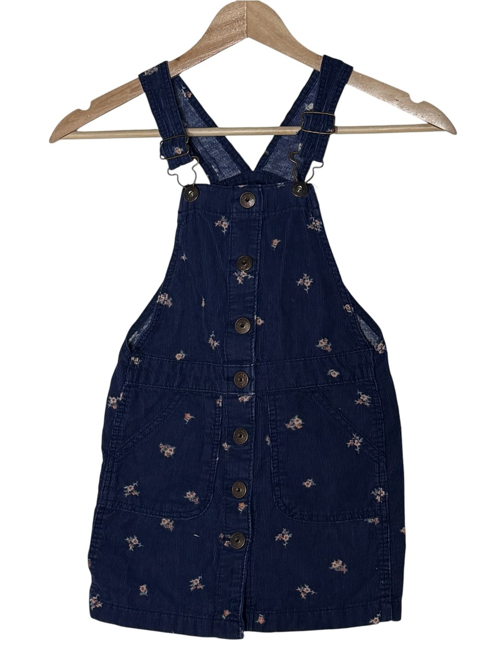 OshKosh B'Gosh Corduroy Floral Print Overall Dress Toddler Size 2T